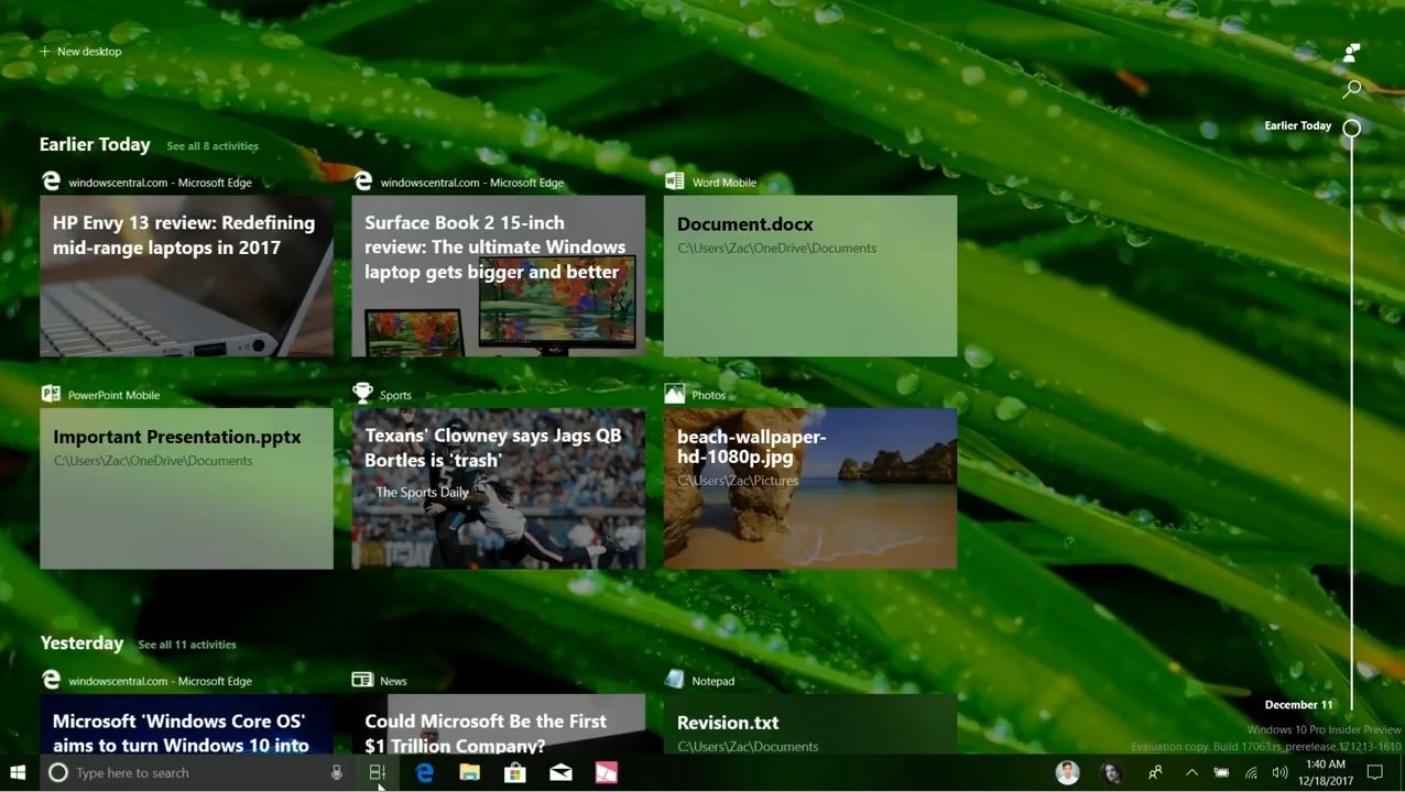 Windows 10 RS4預(yù)覽版17063時(shí)間軸亮相，接近正式版