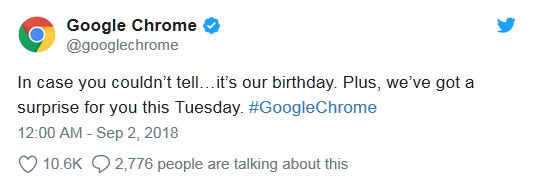 Google Chrome將迎來10周年紀念日，明日將放送驚喜